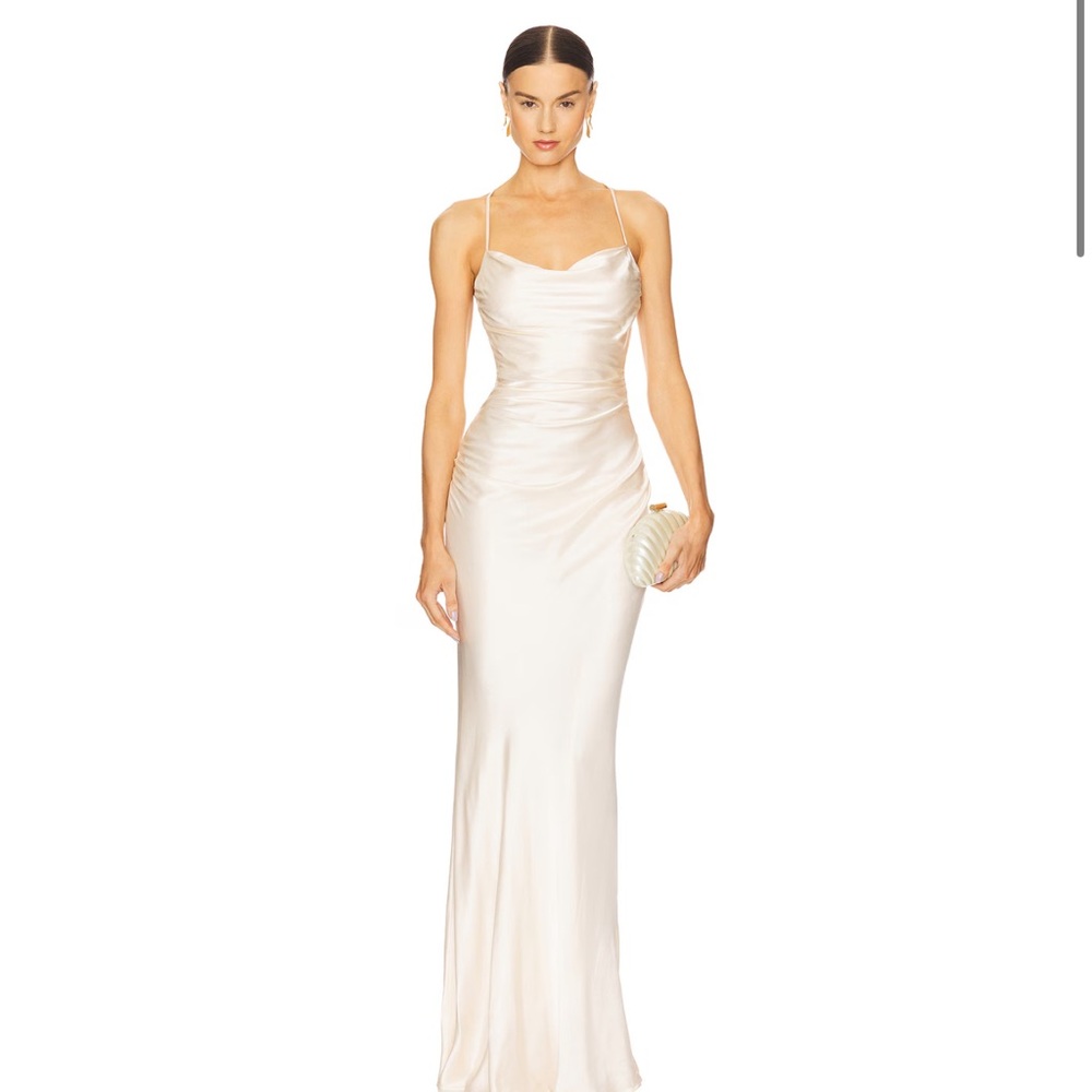 Shoana Joy Champagne Satin Gown